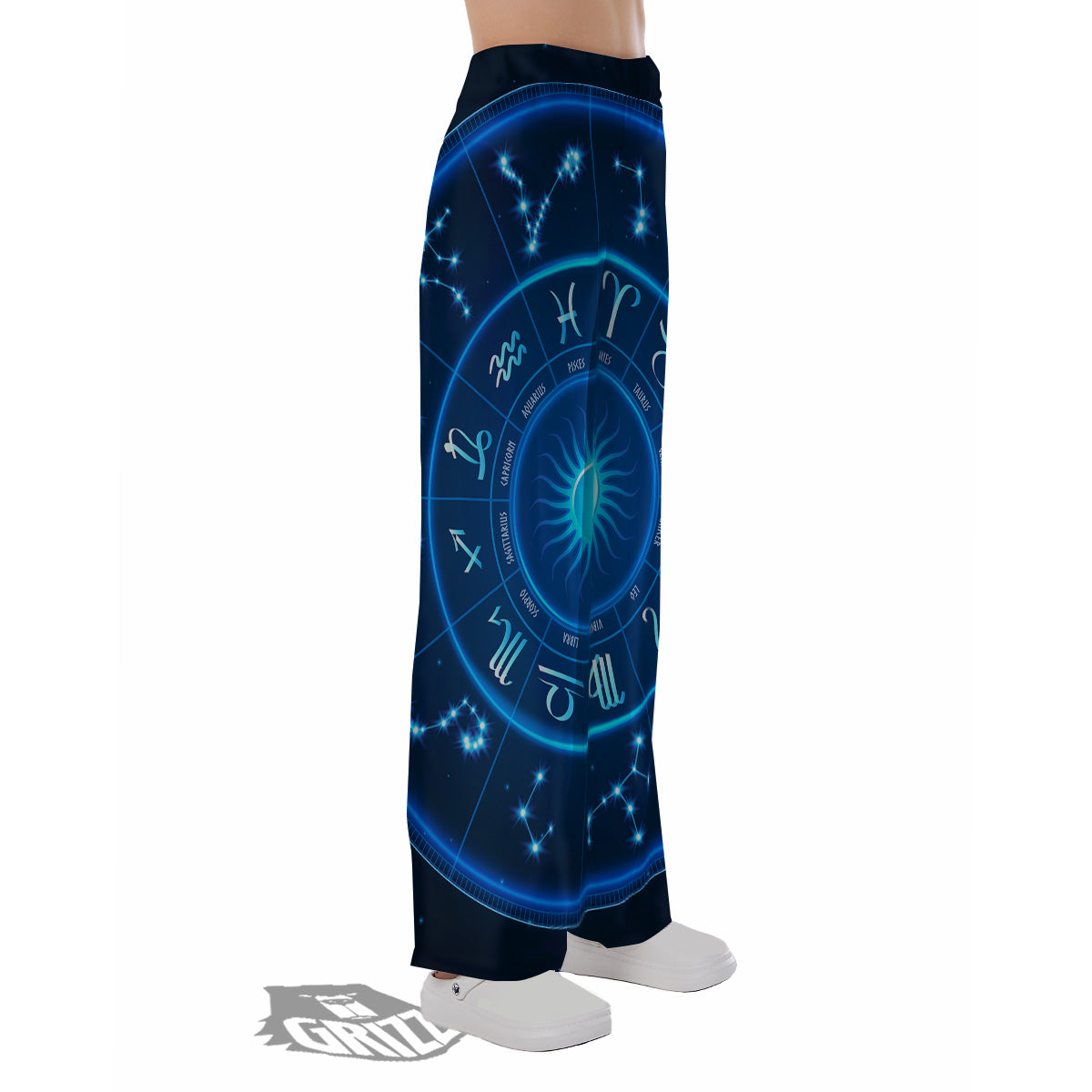 Zodiac Circle Blue Light Print Pajama Pants-grizzshop