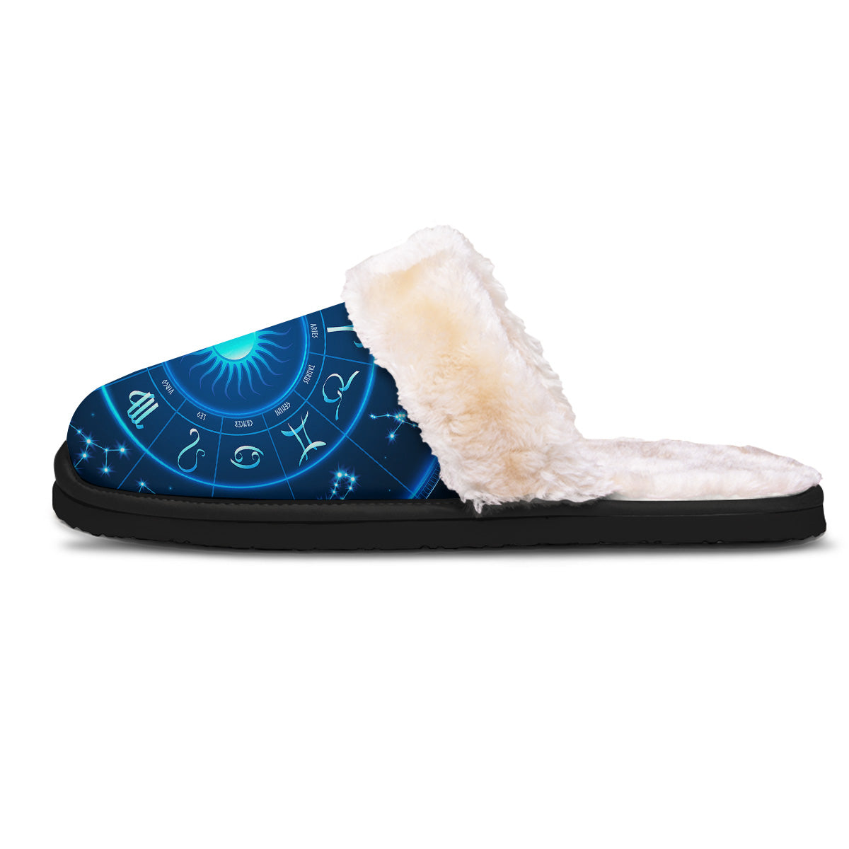 Zodiac Circle Blue Light Print Slippers-grizzshop