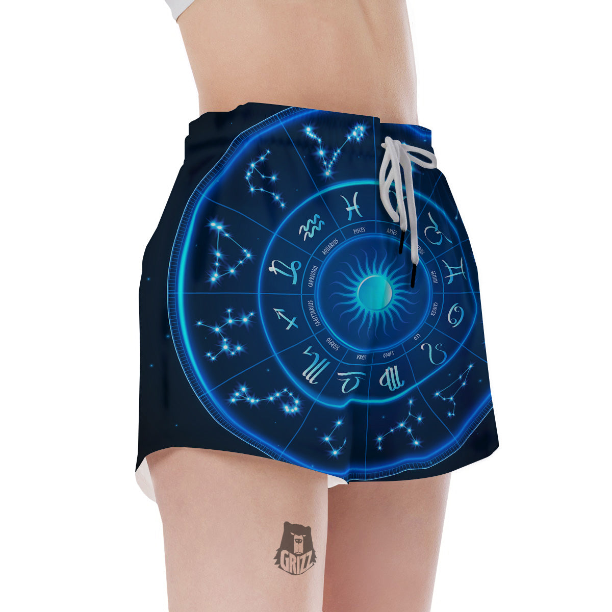Zodiac Circle Blue Light Print Women's Shorts-grizzshop