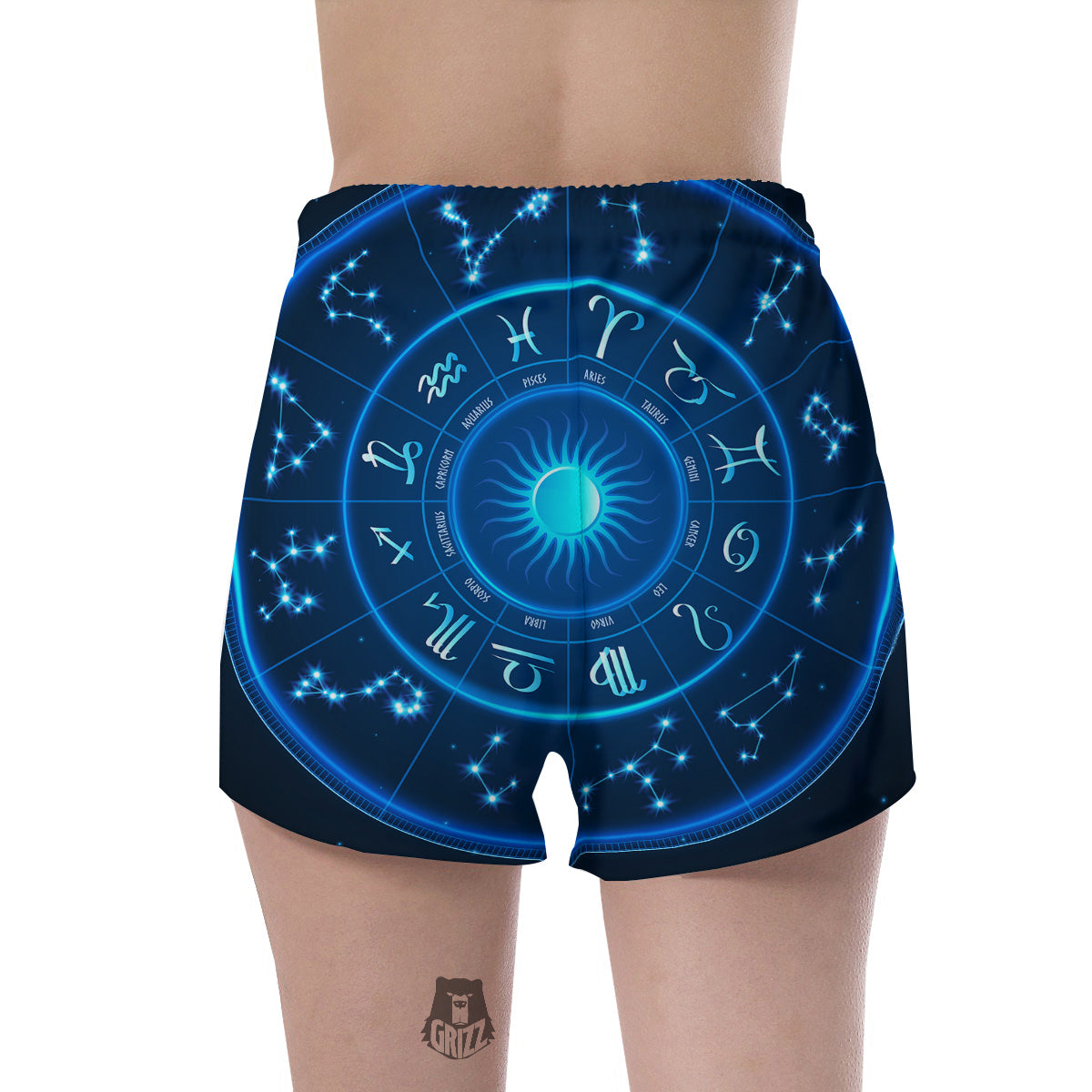 Zodiac Circle Blue Light Print Women's Shorts-grizzshop