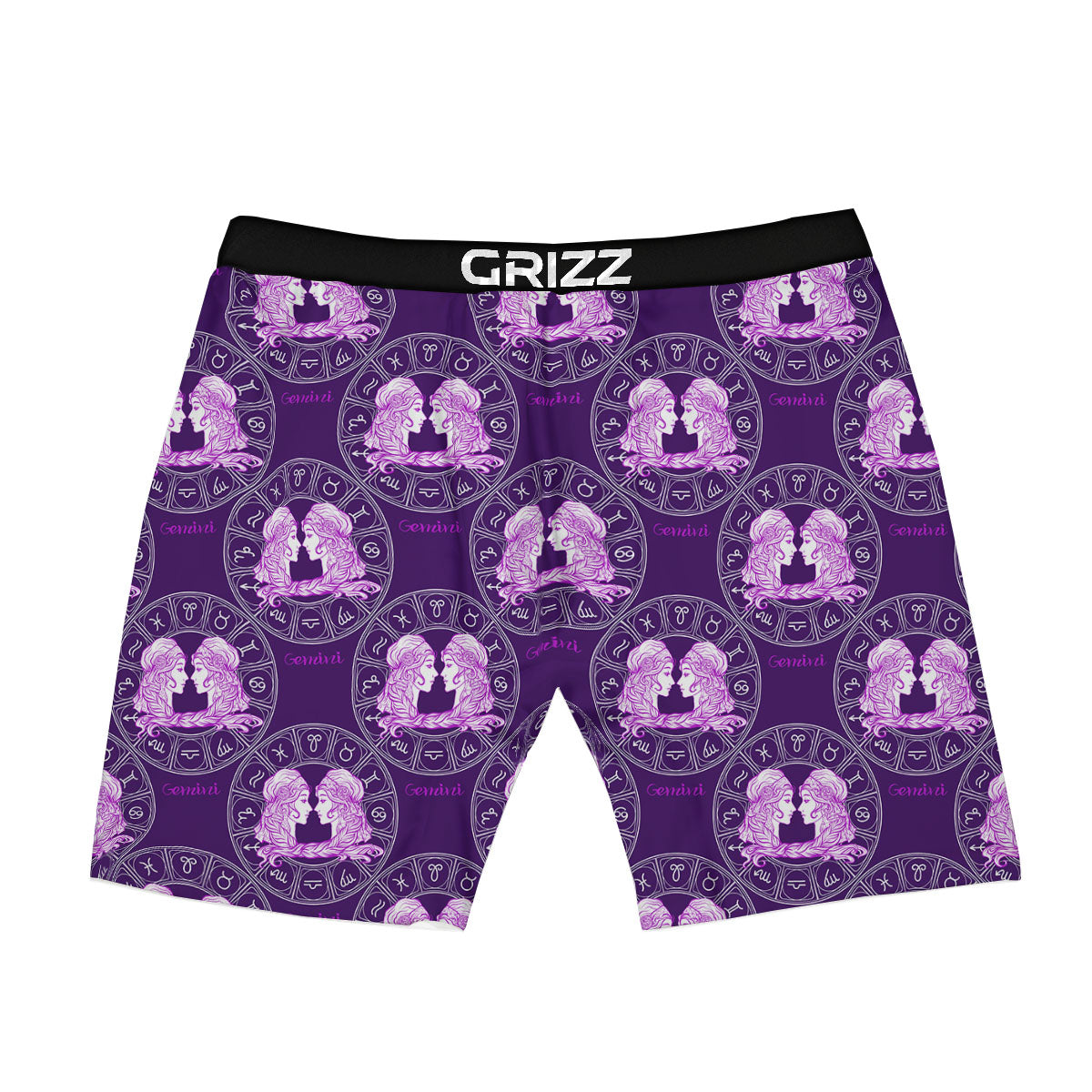 Zodiac Gemini Purple Print Pattern Boxer Briefs-grizzshop