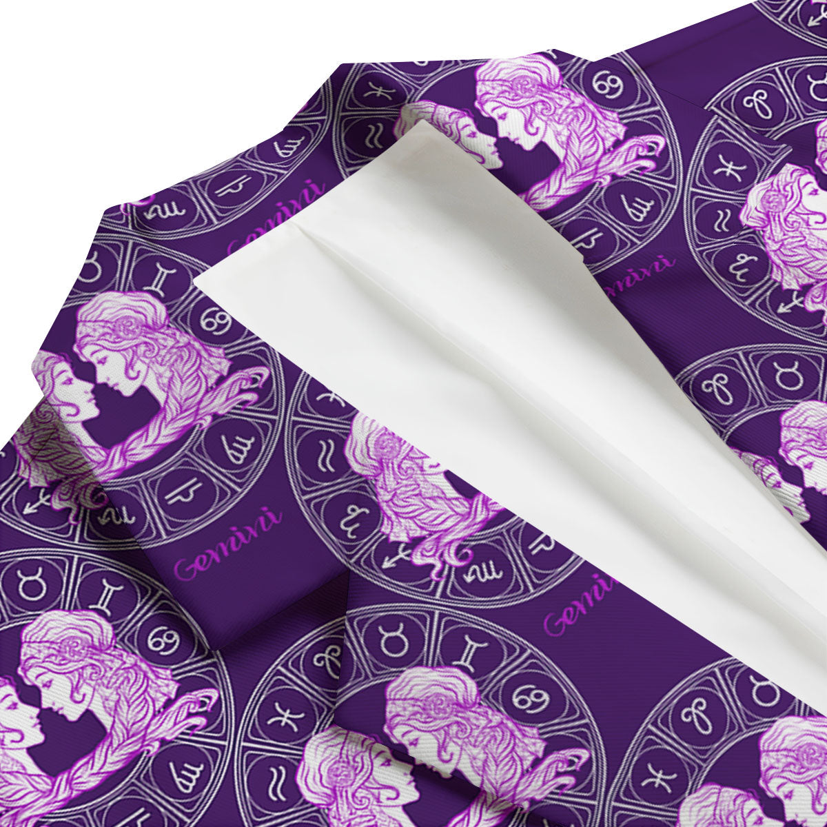 Zodiac Gemini Purple Print Pattern Men's Blazer-grizzshop