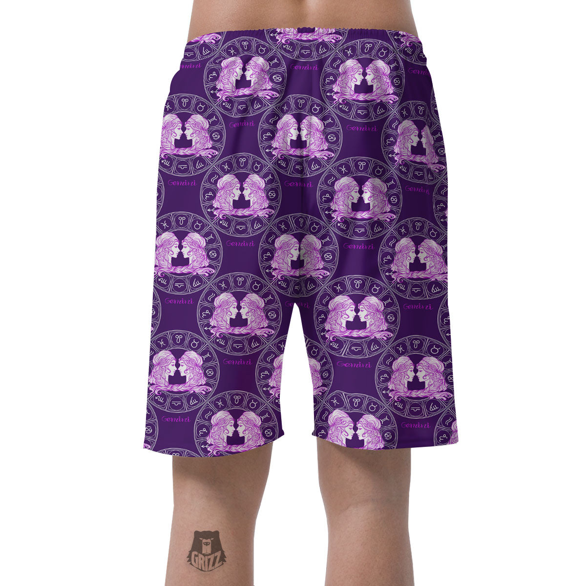 Zodiac Gemini Purple Print Pattern Men's Shorts-grizzshop