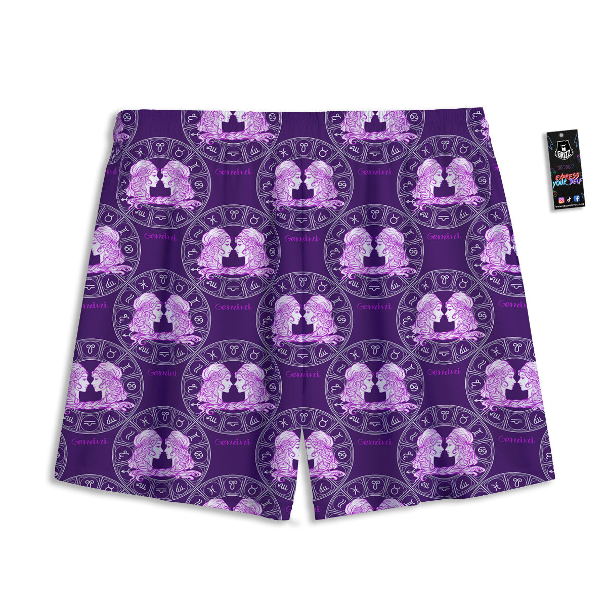 Zodiac Gemini Purple Print Pattern Mesh Shorts