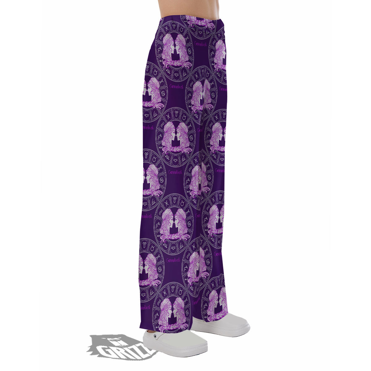 Zodiac Gemini Purple Print Pattern Pajama Pants-grizzshop