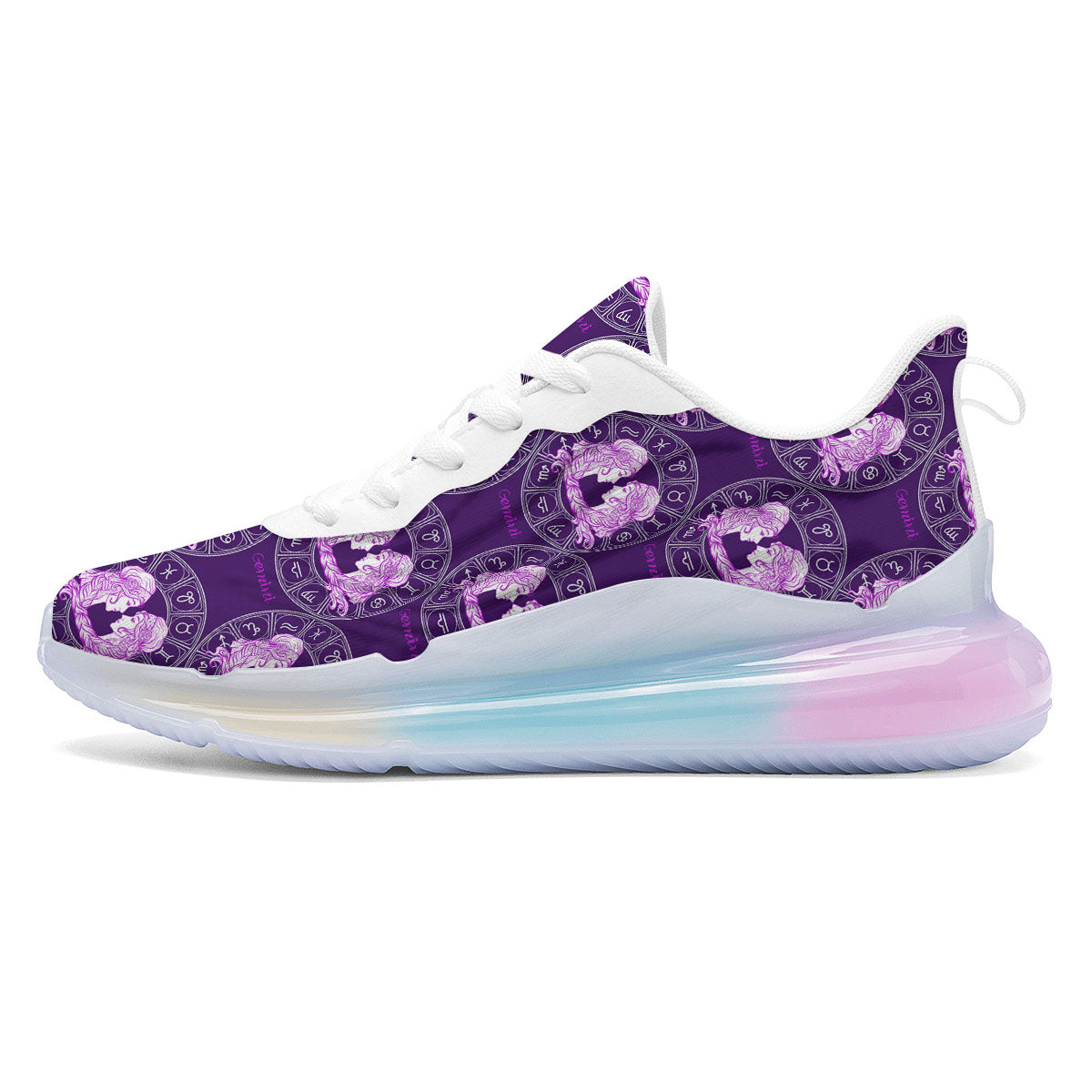 Zodiac Gemini Purple Print Pattern Running Sneakers-grizzshop