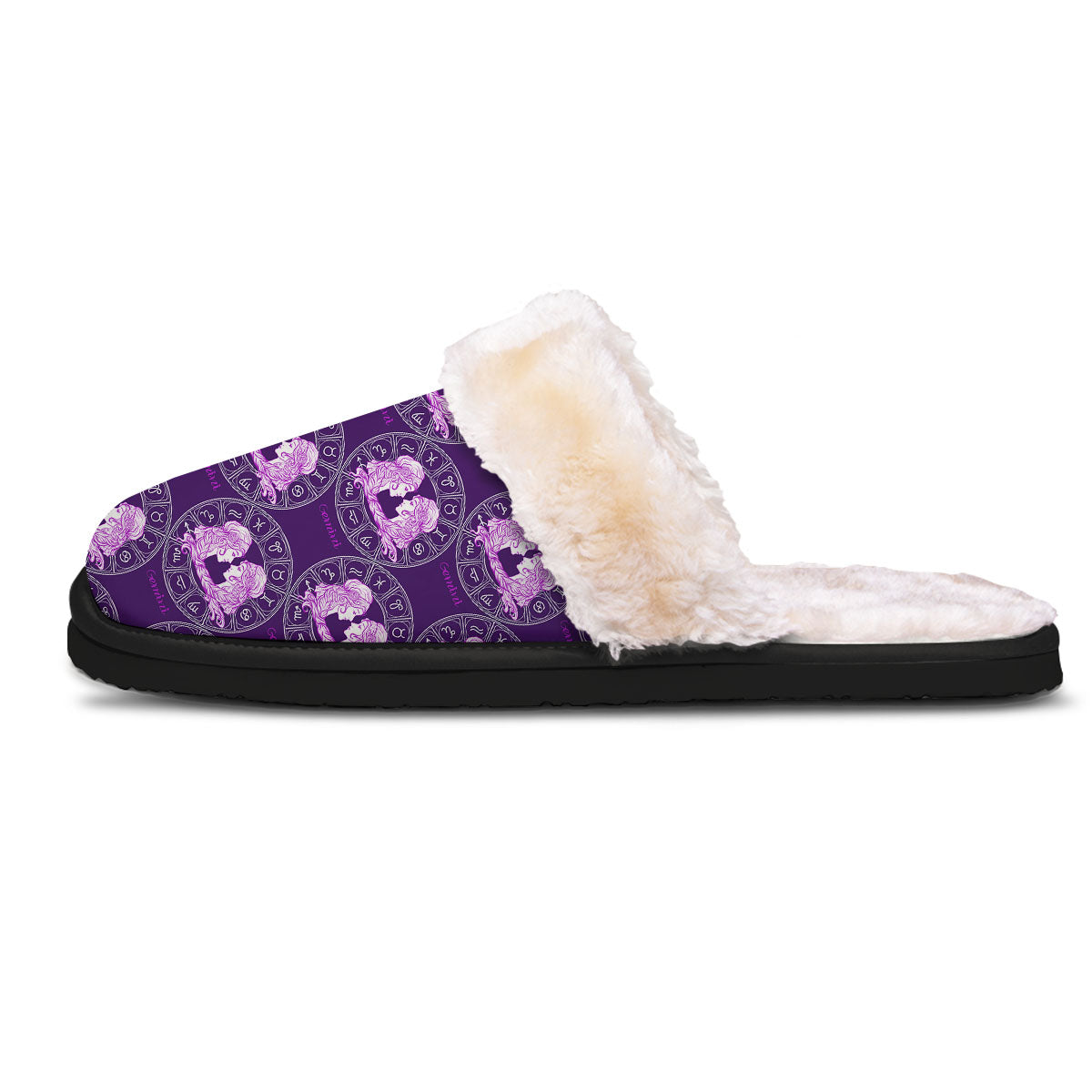 Zodiac Gemini Purple Print Pattern Slippers-grizzshop