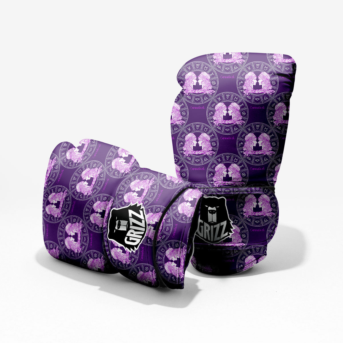 Zodiac Gemini Purple Print Pattern Pro Boxing Glove