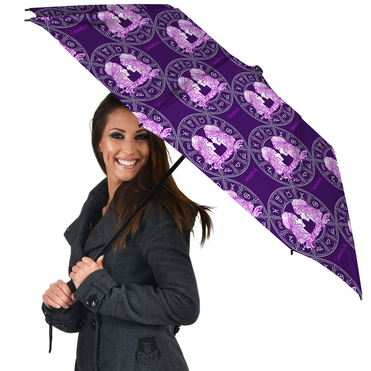 Zodiac Gemini Purple Print Pattern Umbrella-grizzshop
