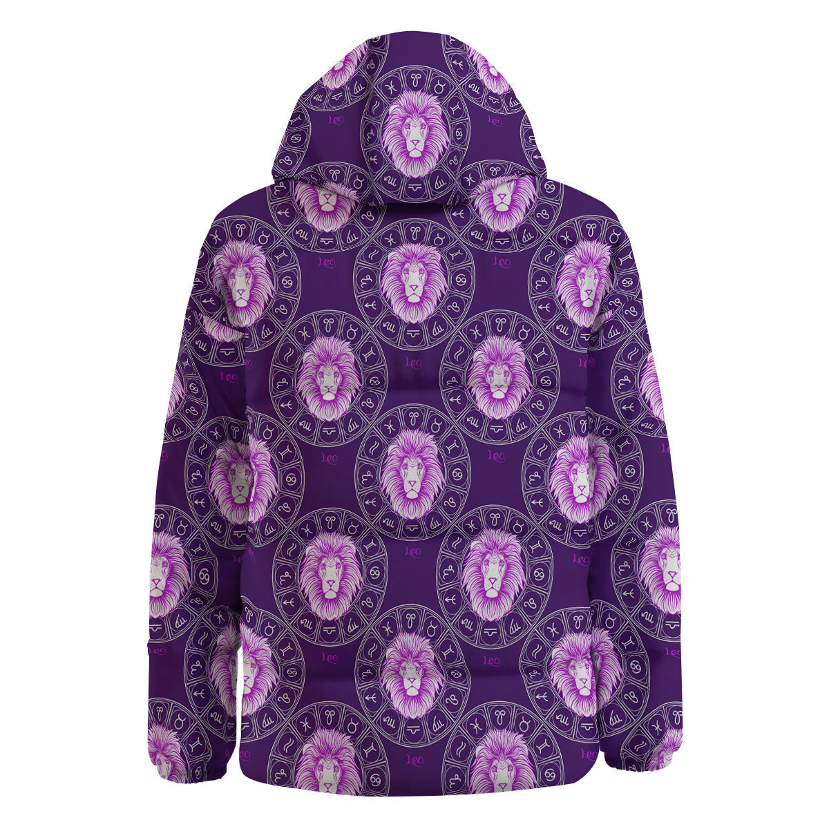 Zodiac Leo Purple Print Pattern Down Jacket-grizzshop