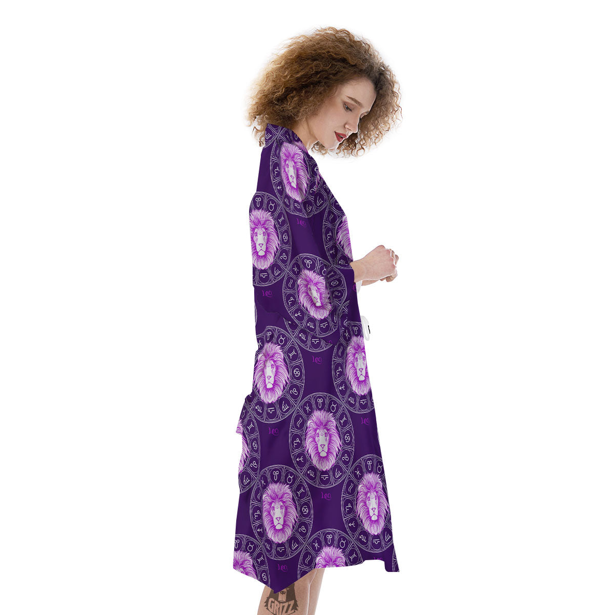 Zodiac Leo Purple Print Pattern Kimono-grizzshop
