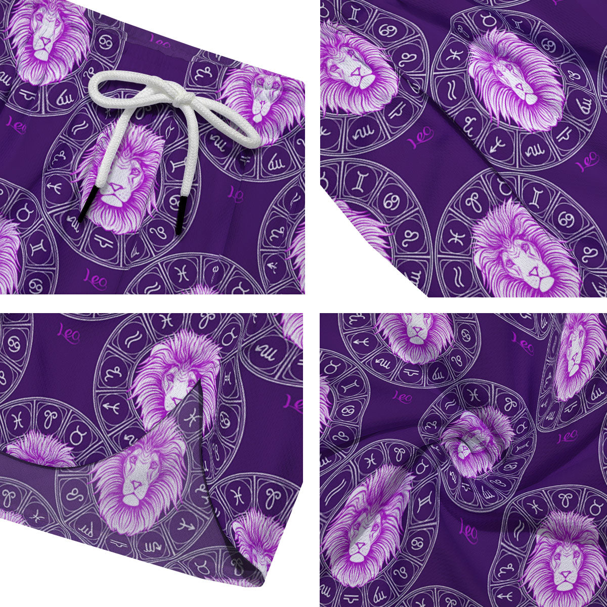 Zodiac Leo Purple Print Pattern Men's Running Shorts-grizzshop