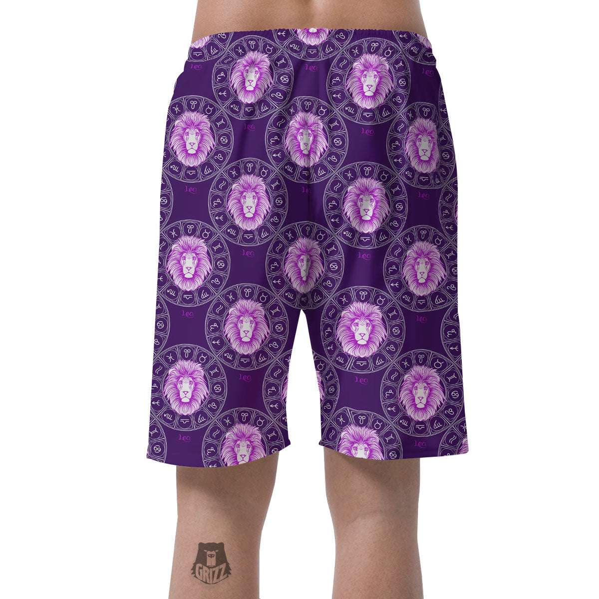 Zodiac Leo Purple Print Pattern Men's Shorts-grizzshop