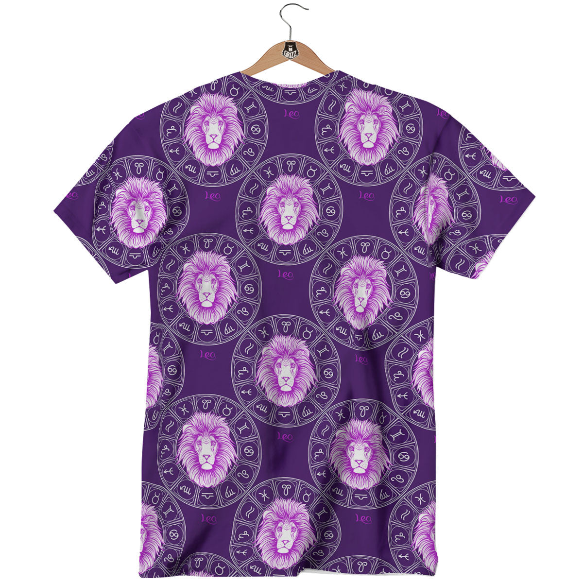 Zodiac Leo Purple Print Pattern T-Shirt-grizzshop