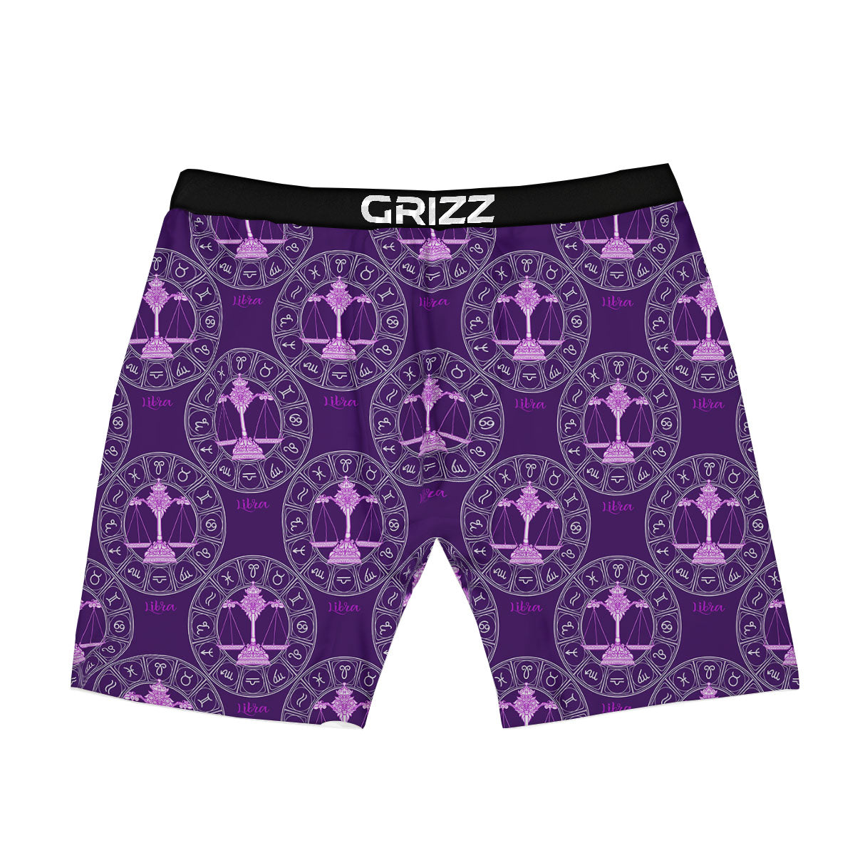 Zodiac Libra Purple Print Pattern Boxer Briefs-grizzshop