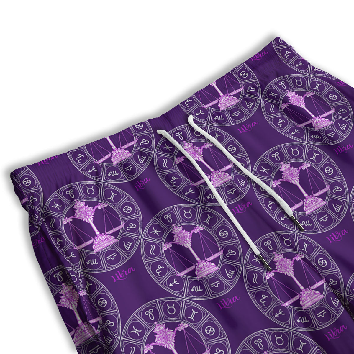 Zodiac Libra Purple Print Pattern Men's Athletic Shorts