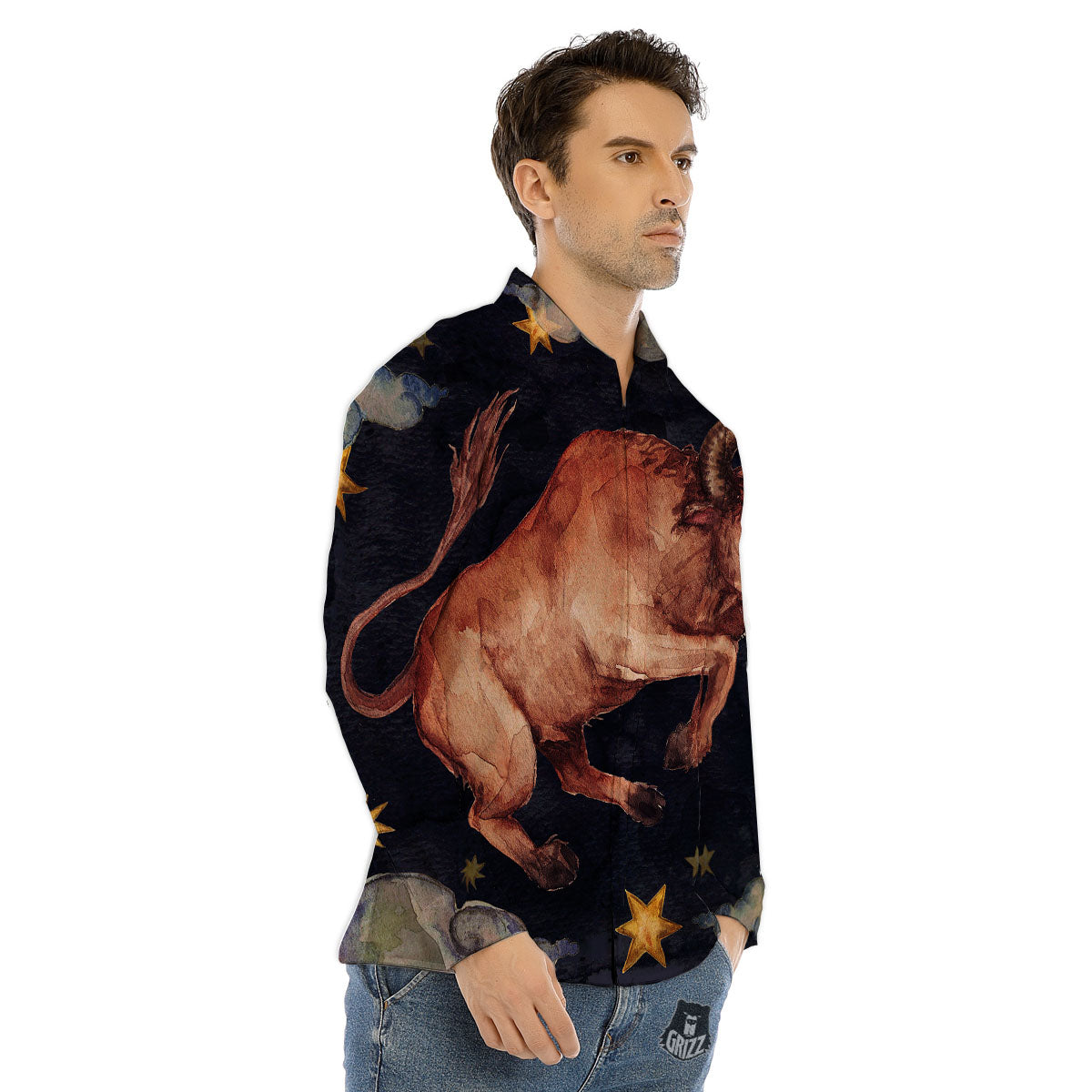 Zodiac Libra Purple Print Pattern Men's Dress Shirts-grizzshop