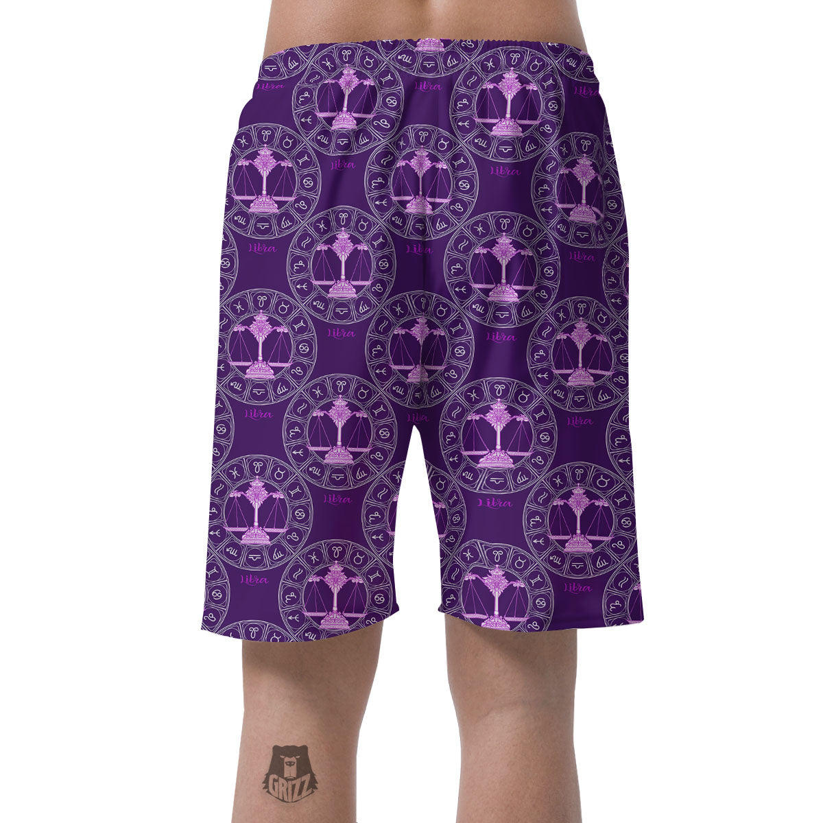 Zodiac Libra Purple Print Pattern Men's Shorts-grizzshop