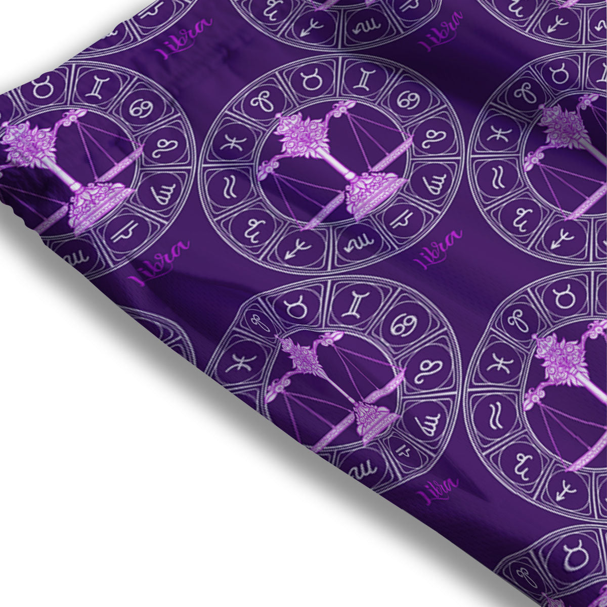 Zodiac Libra Purple Print Pattern Mesh Shorts