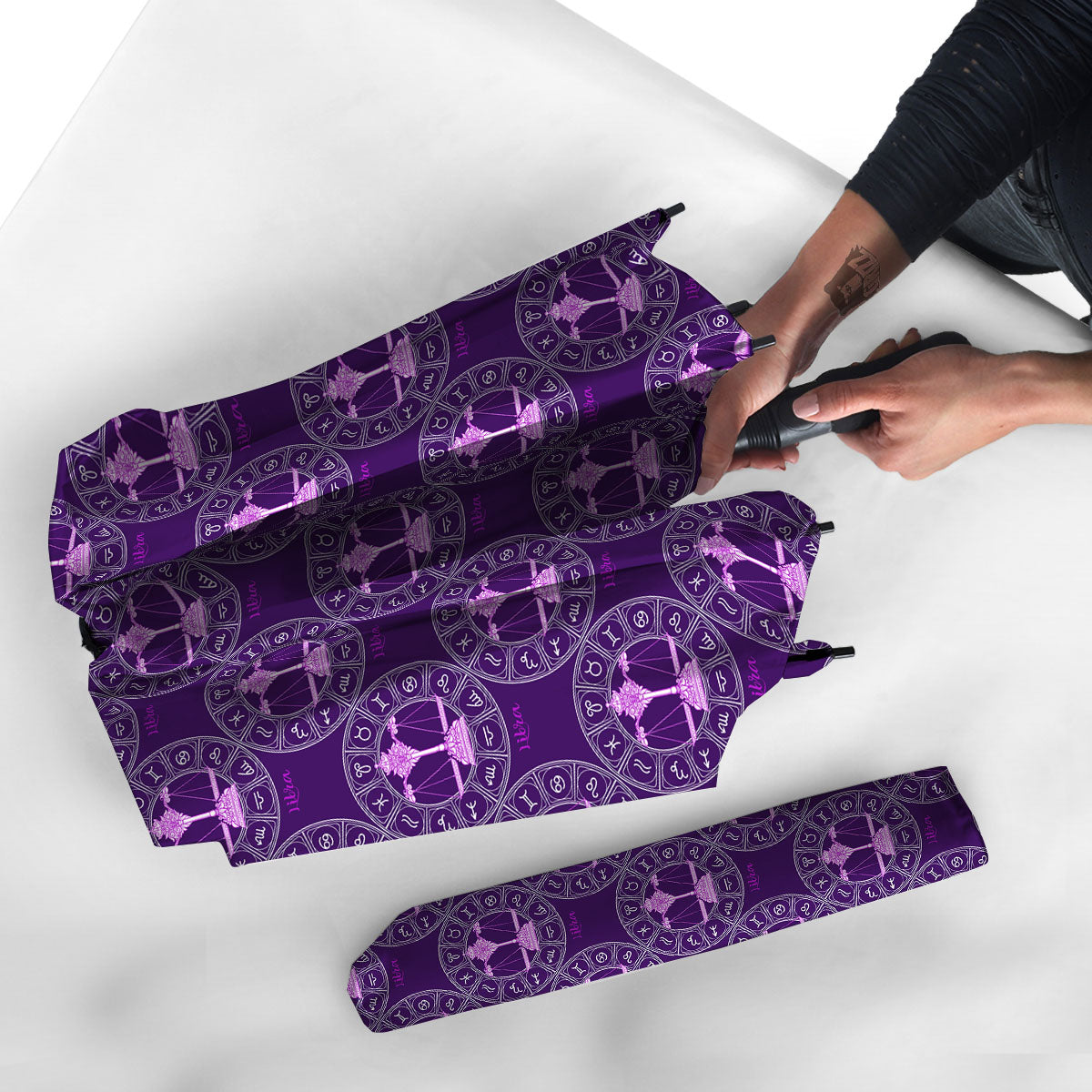 Zodiac Libra Purple Print Pattern Umbrella-grizzshop