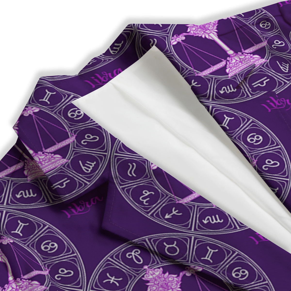 Zodiac Libra Purple Print Pattern Women's Blazer-grizzshop