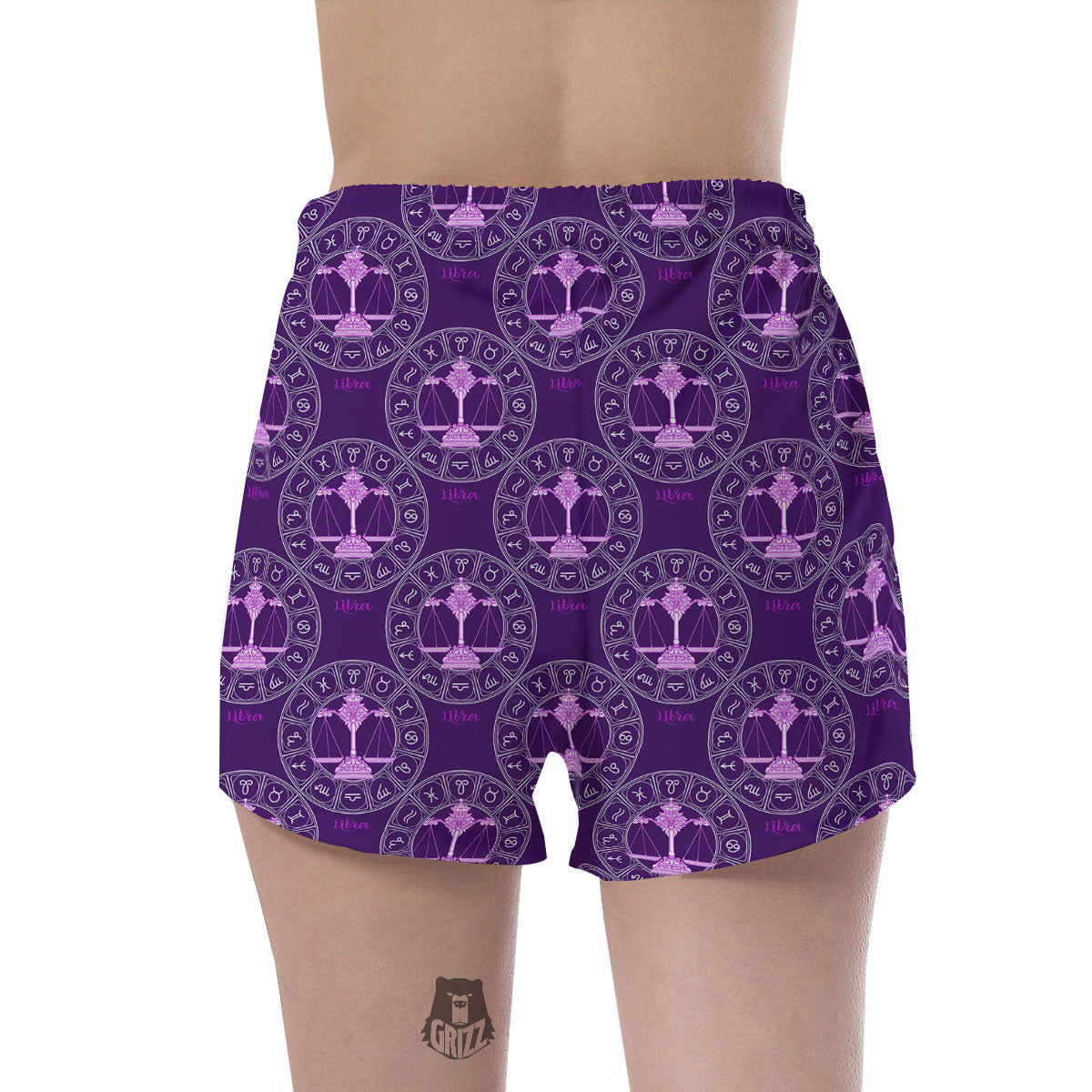 Zodiac Libra Purple Print Pattern Women's Shorts-grizzshop