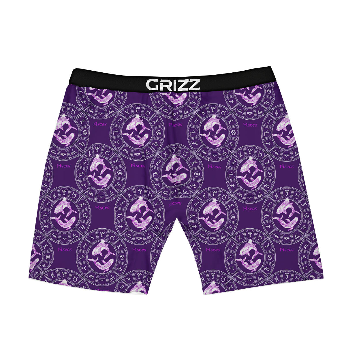 Zodiac Pisces Purple Print Pattern Boxer Briefs-grizzshop