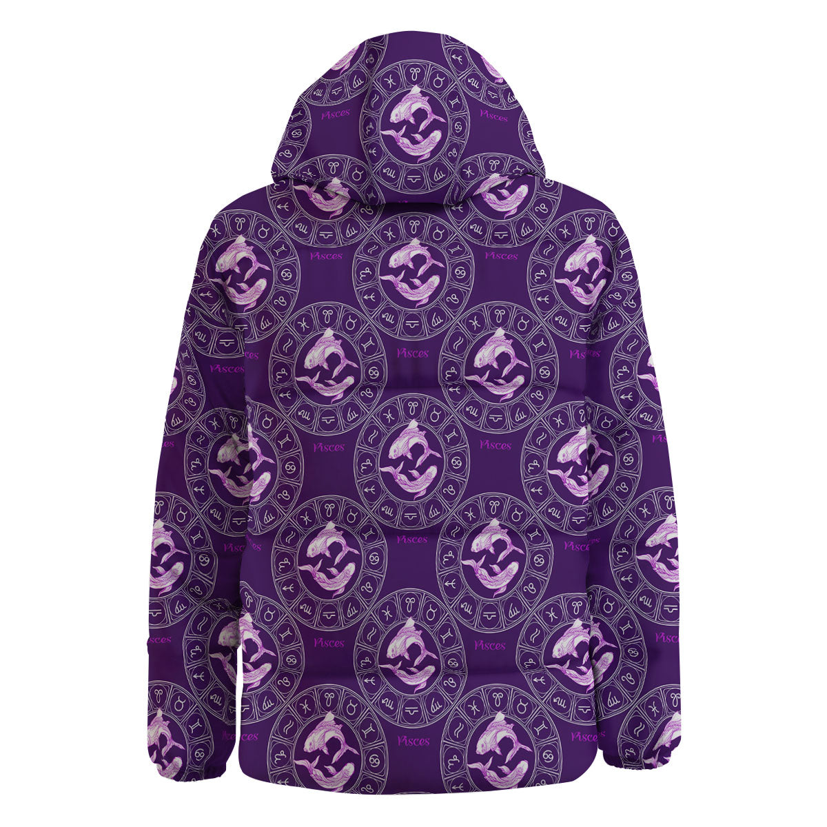 Zodiac Pisces Purple Print Pattern Down Jacket-grizzshop