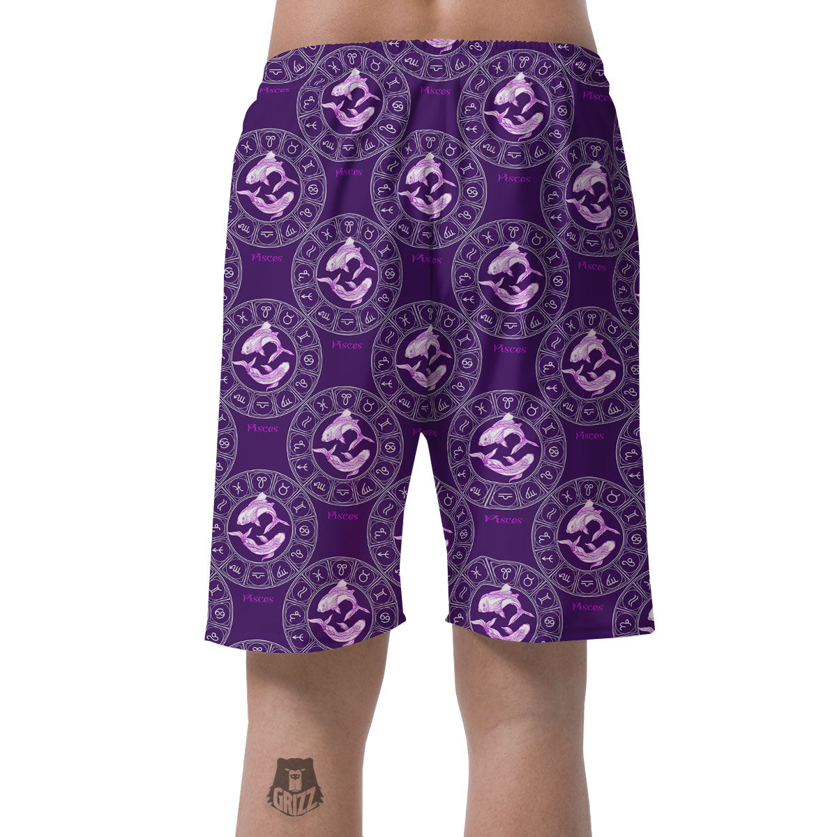 Zodiac Pisces Purple Print Pattern Men's Shorts-grizzshop