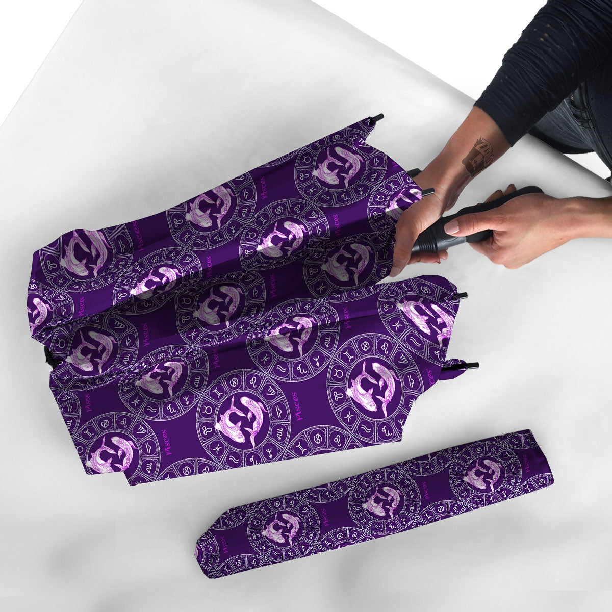 Zodiac Pisces Purple Print Pattern Umbrella-grizzshop