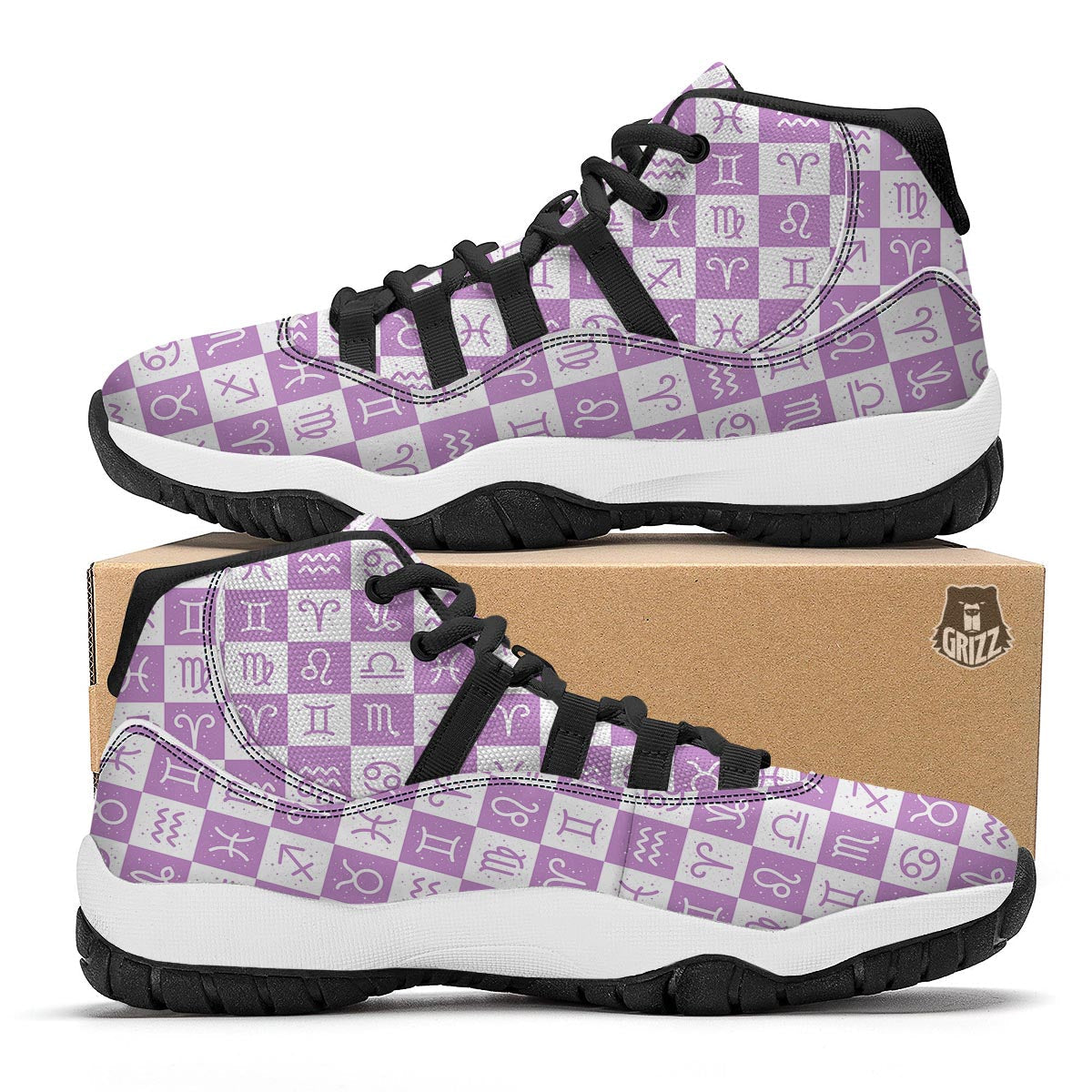 Zodiac Print Pattern Black Bball Shoes-grizzshop