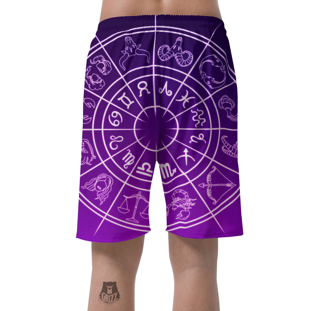 Zodiac Purple And White Signs Print Men's Shorts-grizzshop