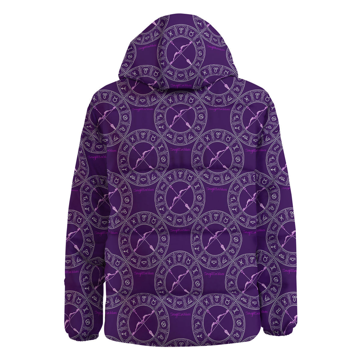 Zodiac Sagittarius Purple Print Pattern Down Jacket-grizzshop