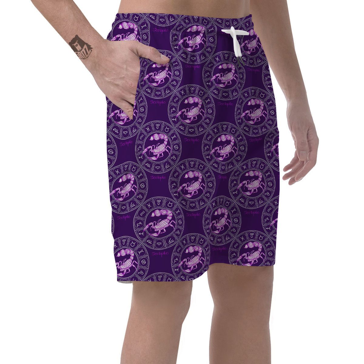 Zodiac Scorpio Purple Print Pattern Men's Shorts-grizzshop
