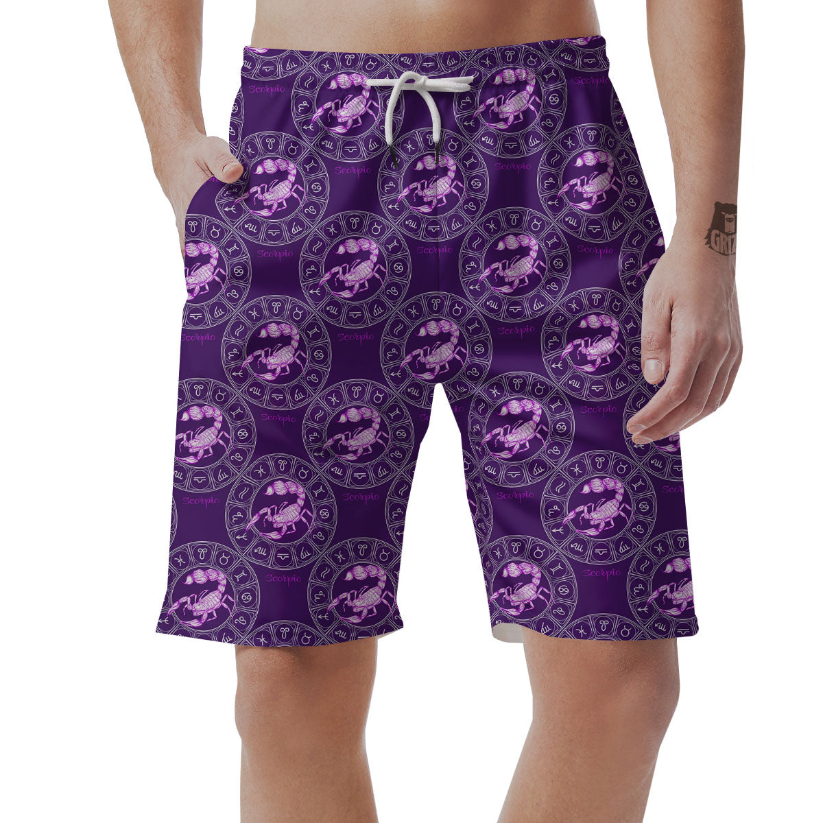 Zodiac Scorpio Purple Print Pattern Men's Shorts-grizzshop