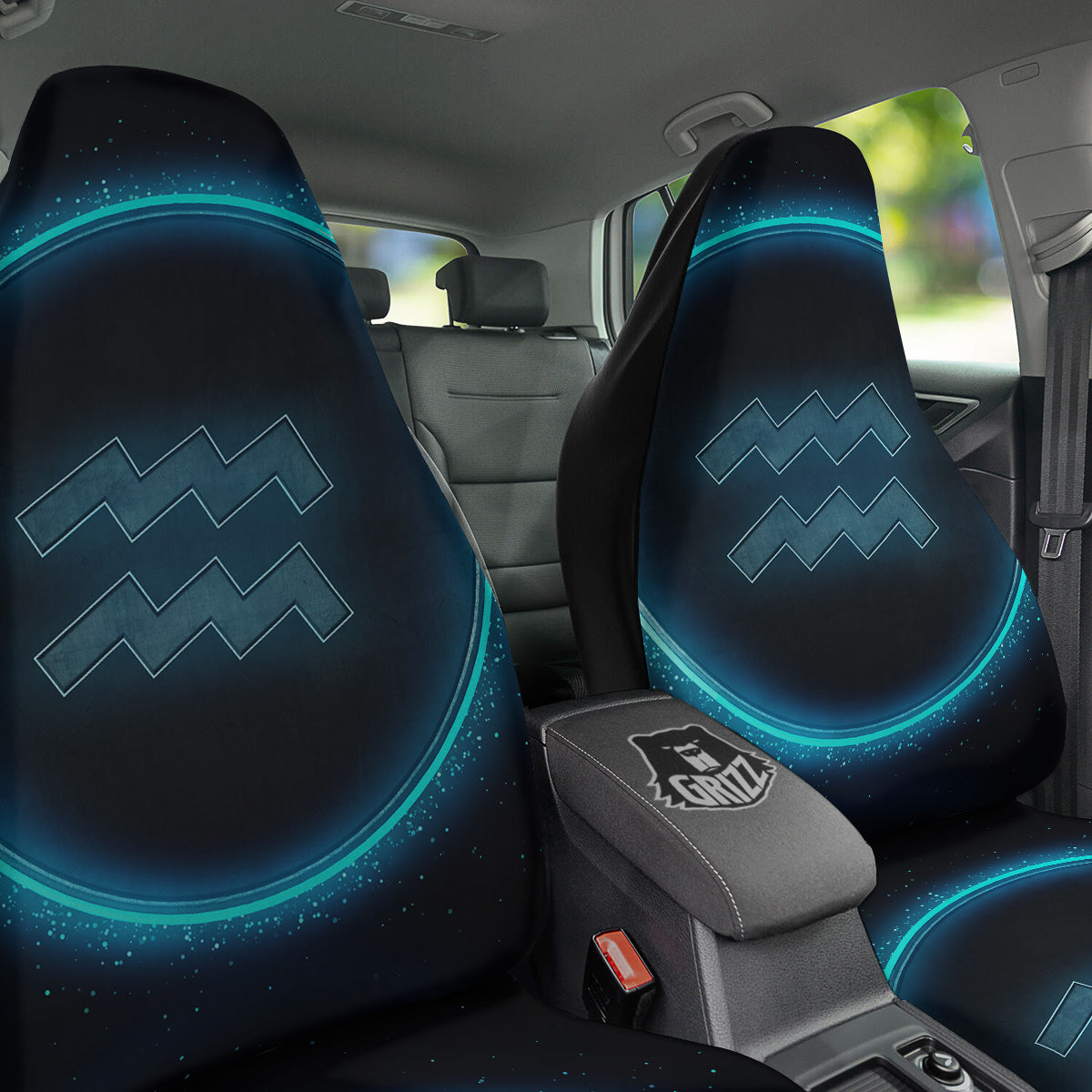 Zodiac Sign Blue Aquarius Print Car Seat Covers-grizzshop