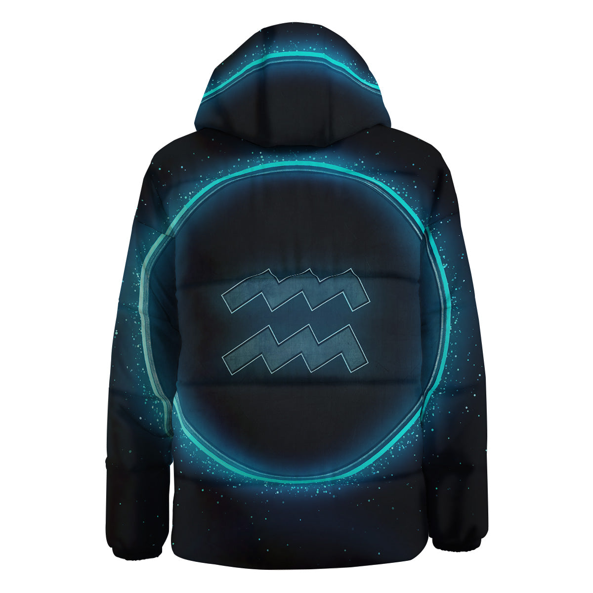 Zodiac Sign Blue Aquarius Print Down Jacket-grizzshop