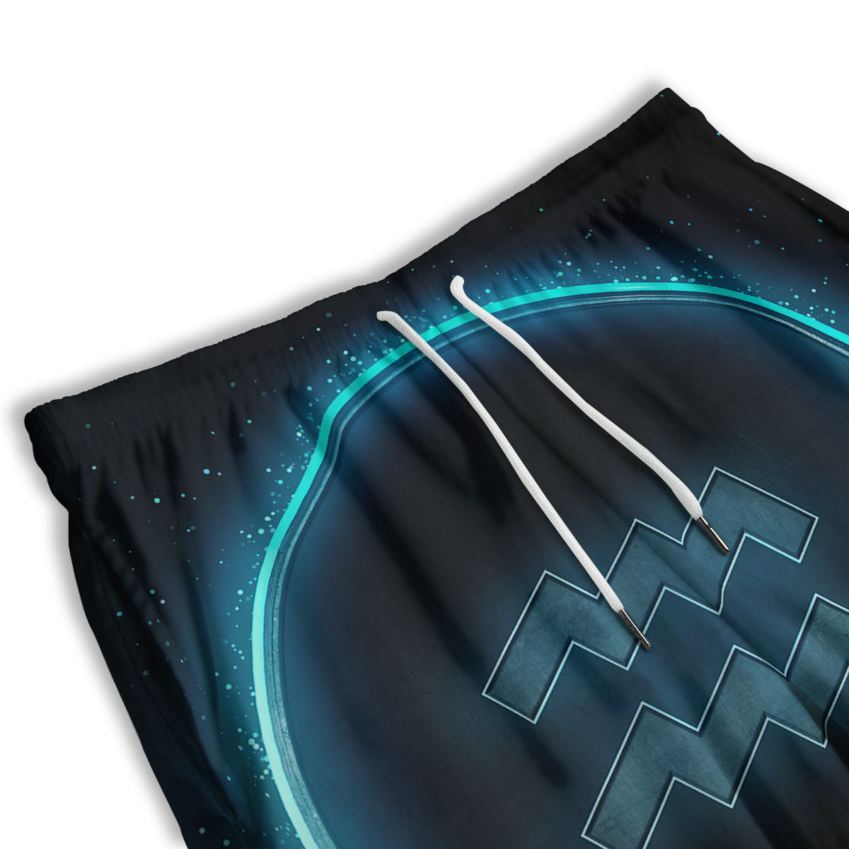 Zodiac Sign Blue Aquarius Print Men's Athletic Shorts