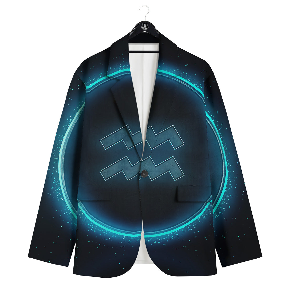 Zodiac Sign Blue Aquarius Print Men's Sport Coat-grizzshop