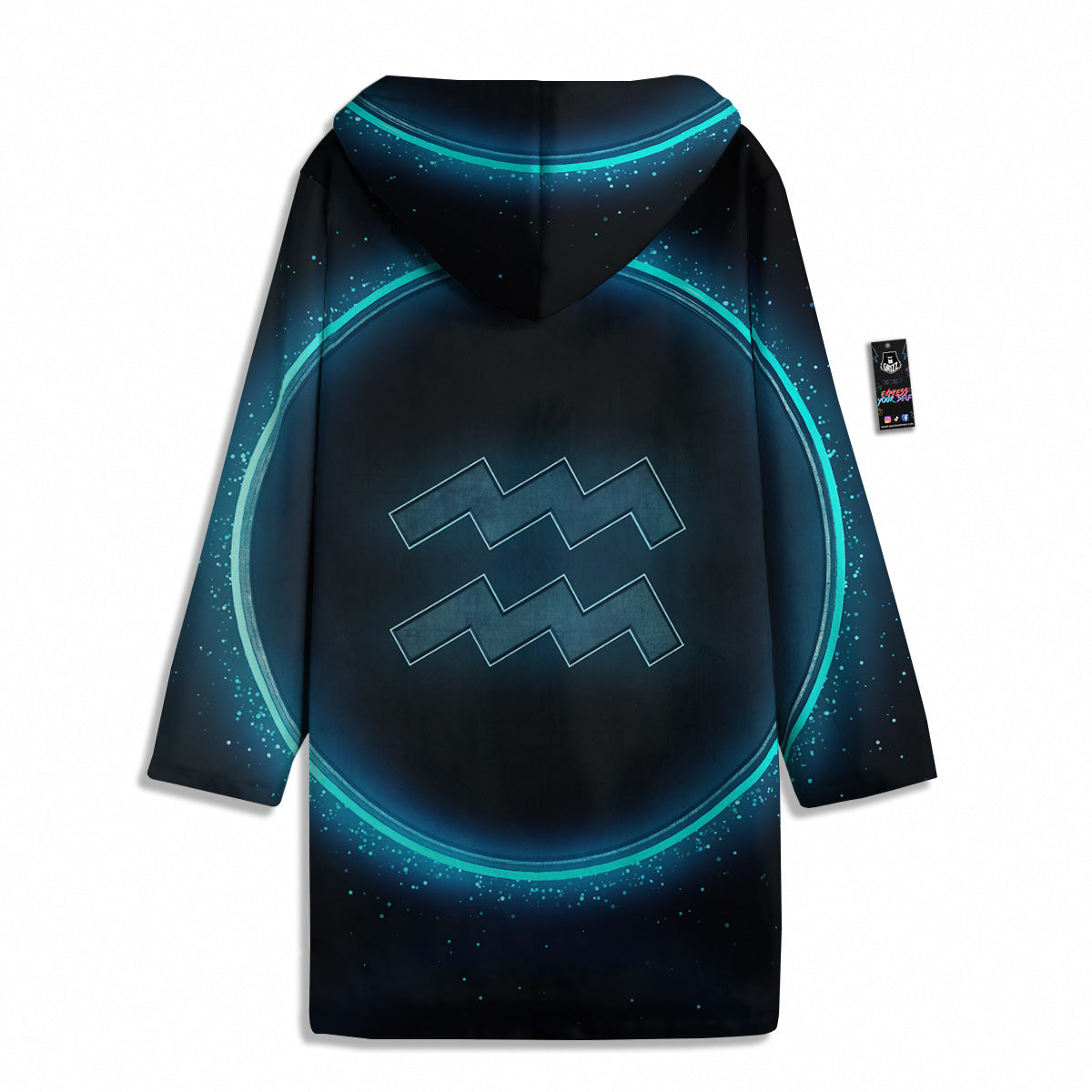 Zodiac Sign Blue Aquarius Print Men's Windbreaker Jacket