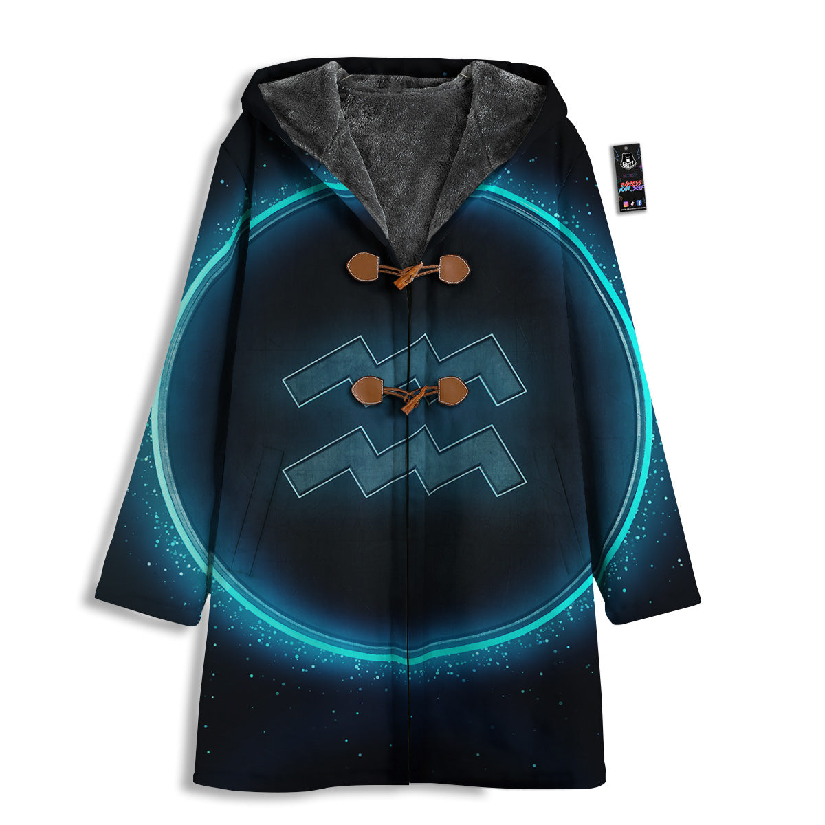 Zodiac Sign Blue Aquarius Print Men's Windbreaker Jacket