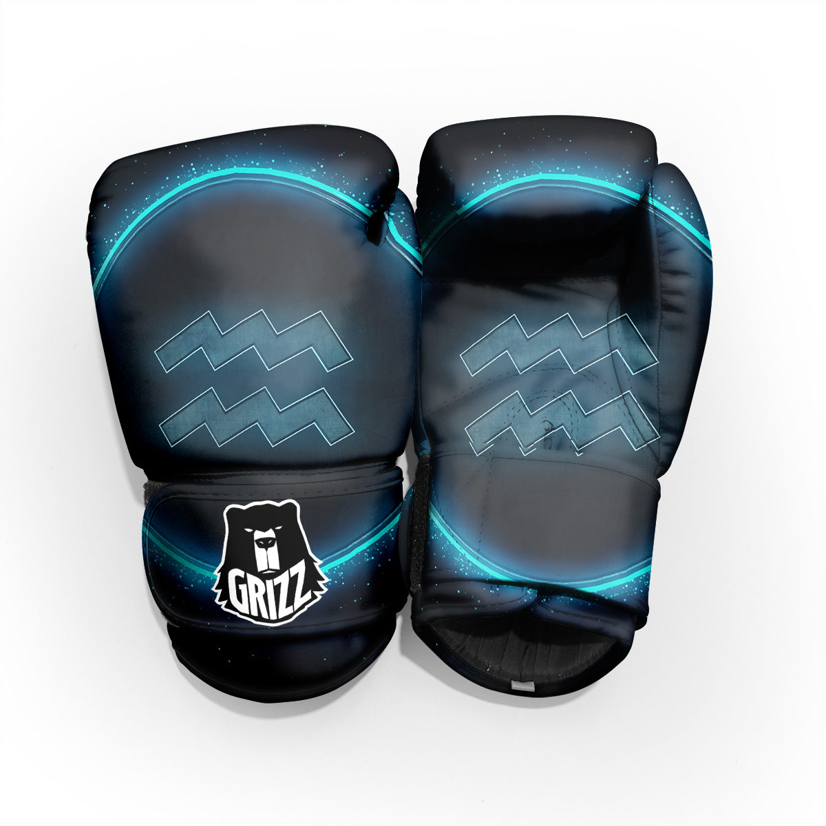 Zodiac Sign Blue Aquarius Print Pro Boxing Glove
