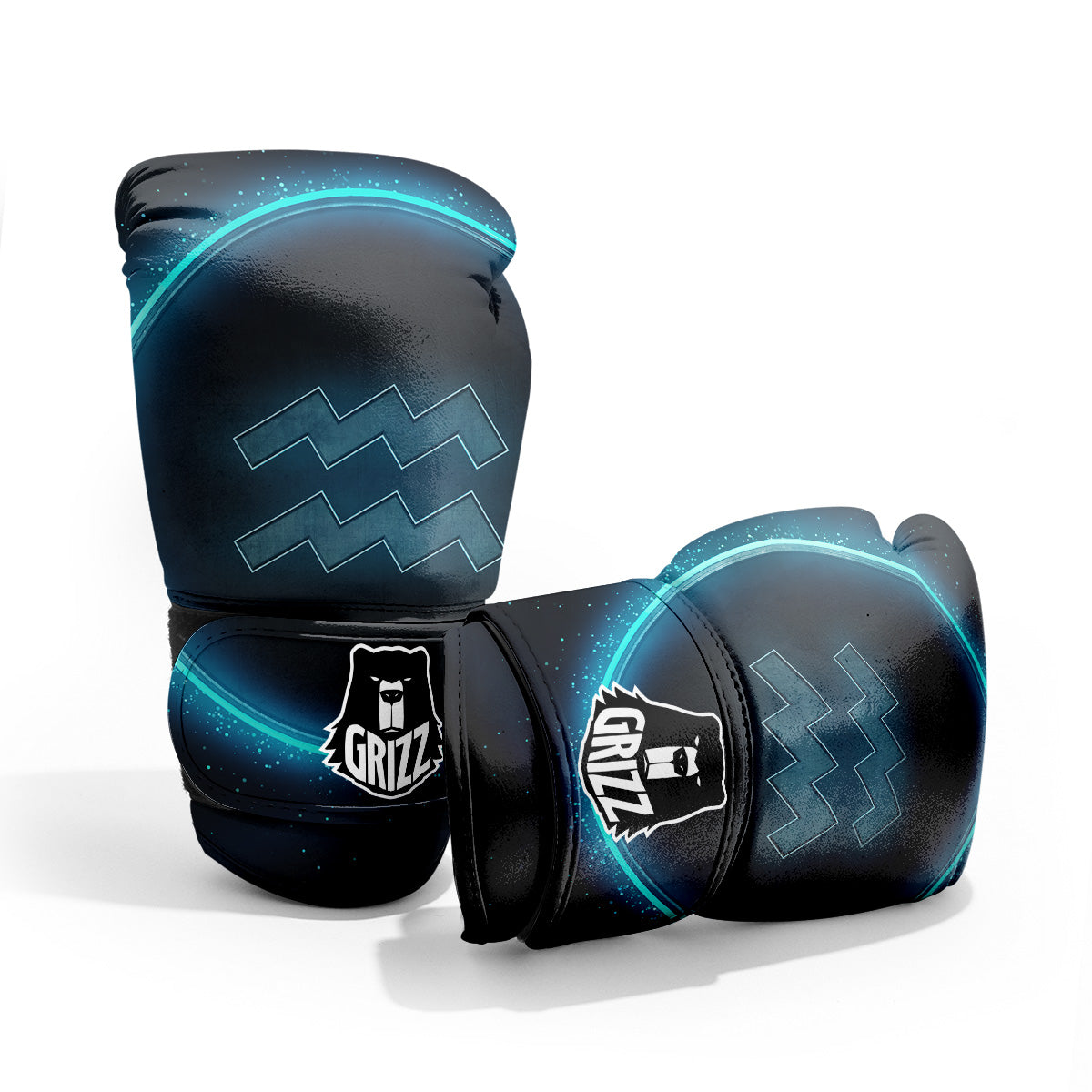 Zodiac Sign Blue Aquarius Print Pro Boxing Glove