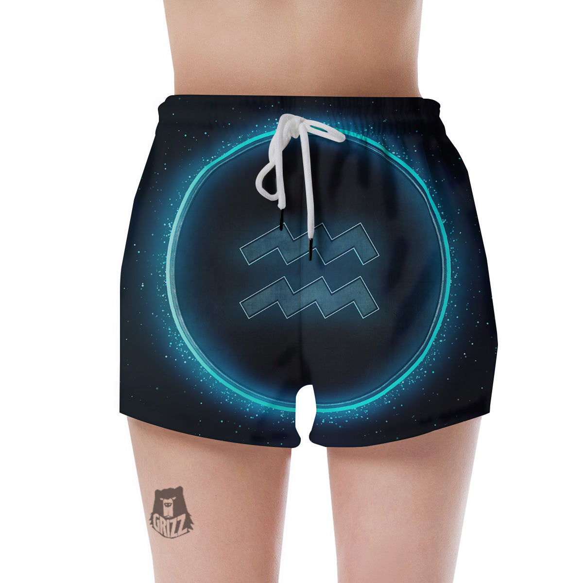 Zodiac Sign Blue Aquarius Print Women's Shorts-grizzshop