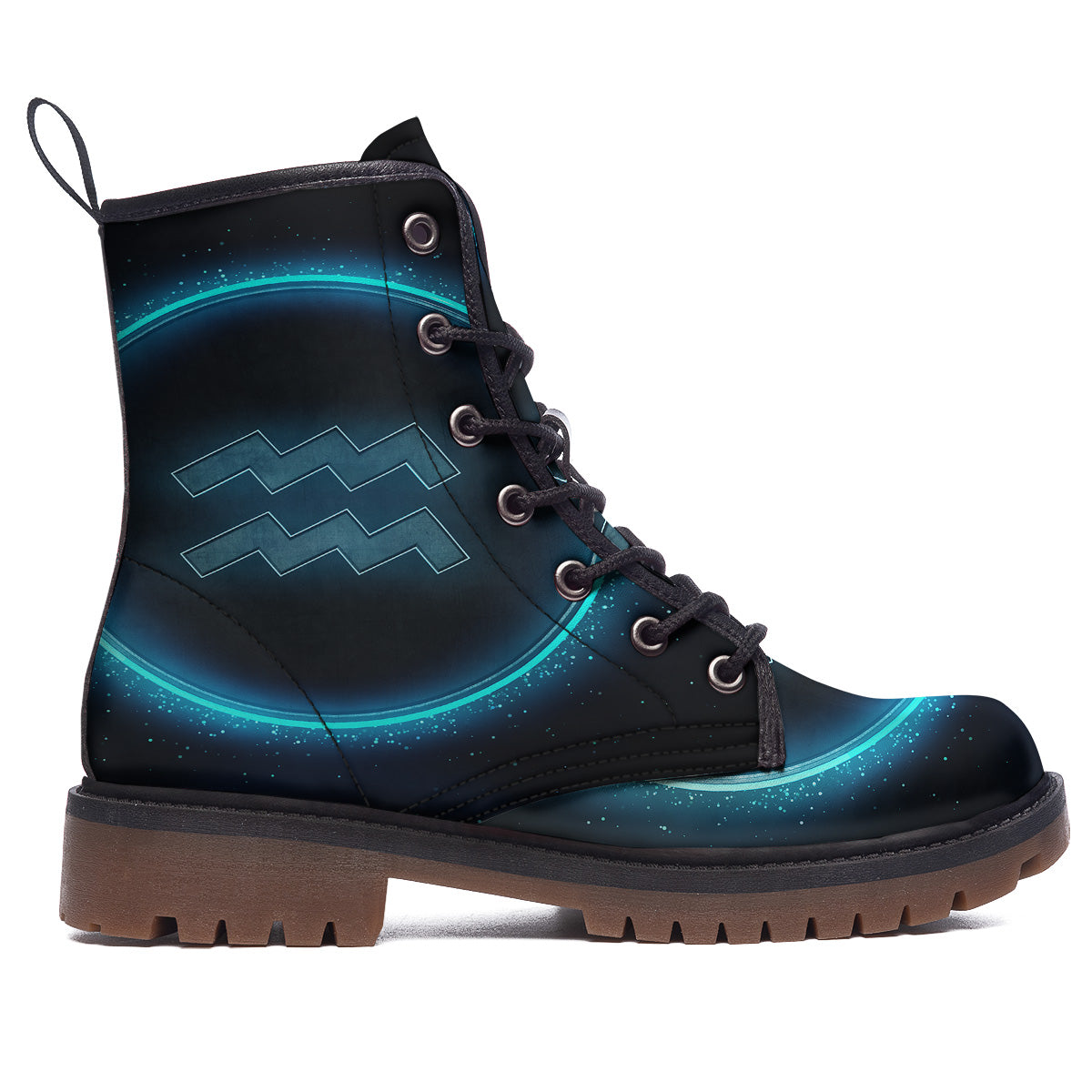Zodiac Sign Blue Aquarius Print Work Boots-grizzshop