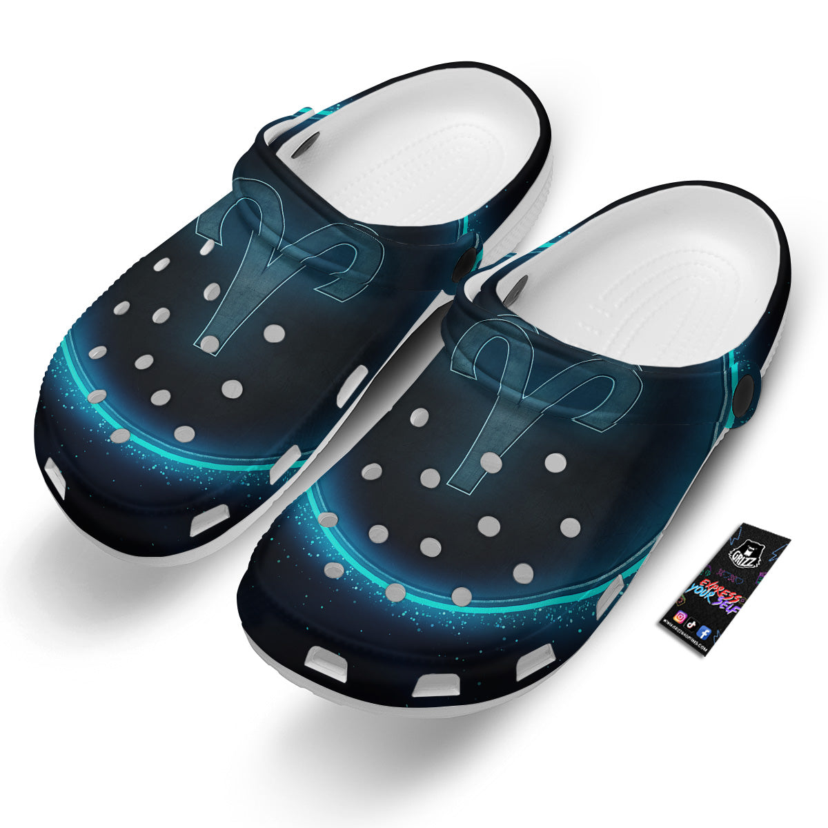 Zodiac Sign Blue Aries Print Clog-grizzshop