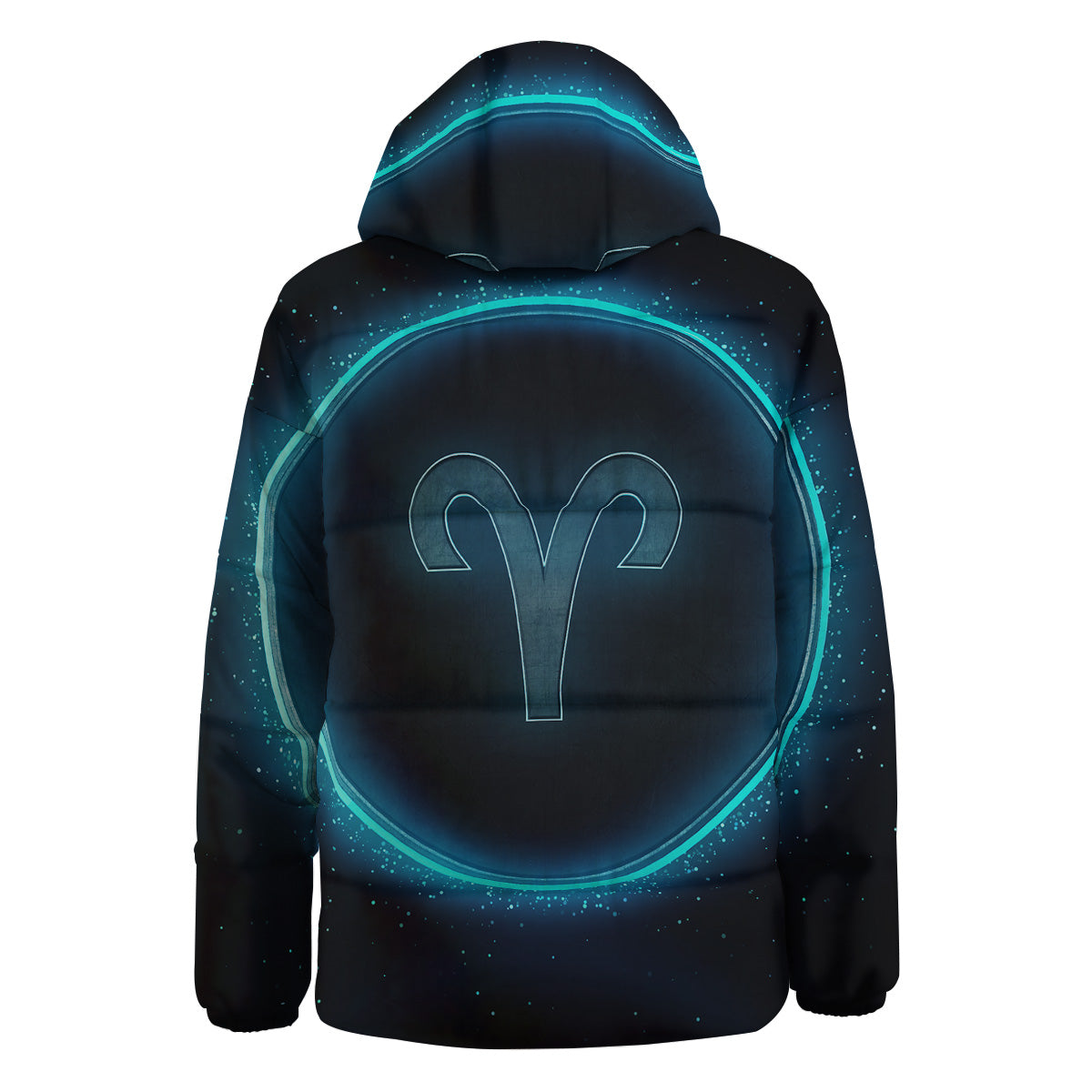 Zodiac Sign Blue Aries Print Down Jacket-grizzshop