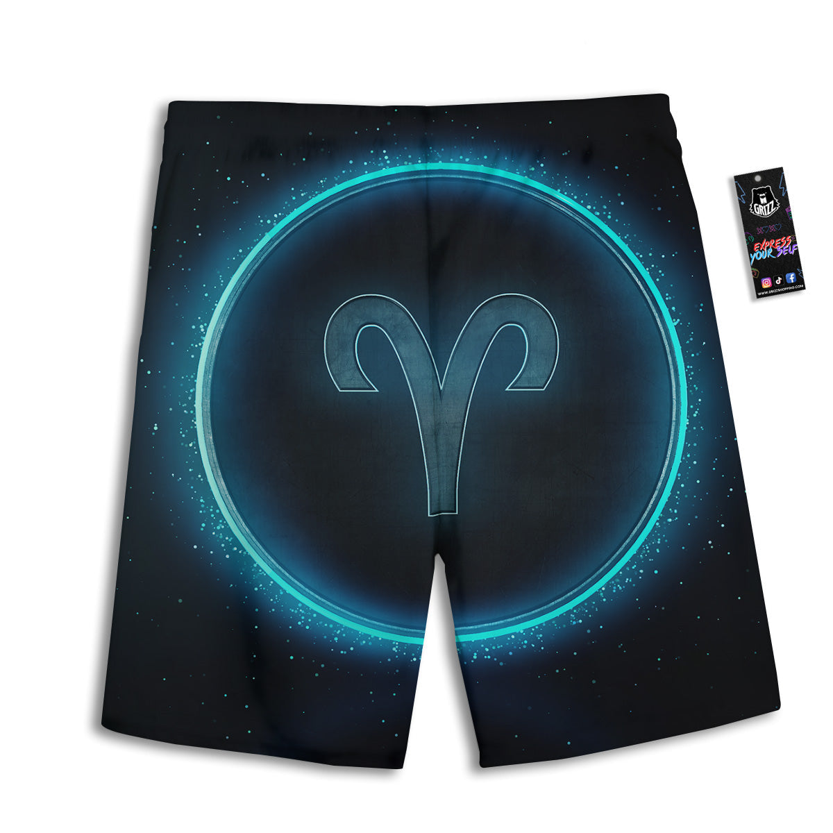 Zodiac Sign Blue Aries Print Men's Athletic Shorts