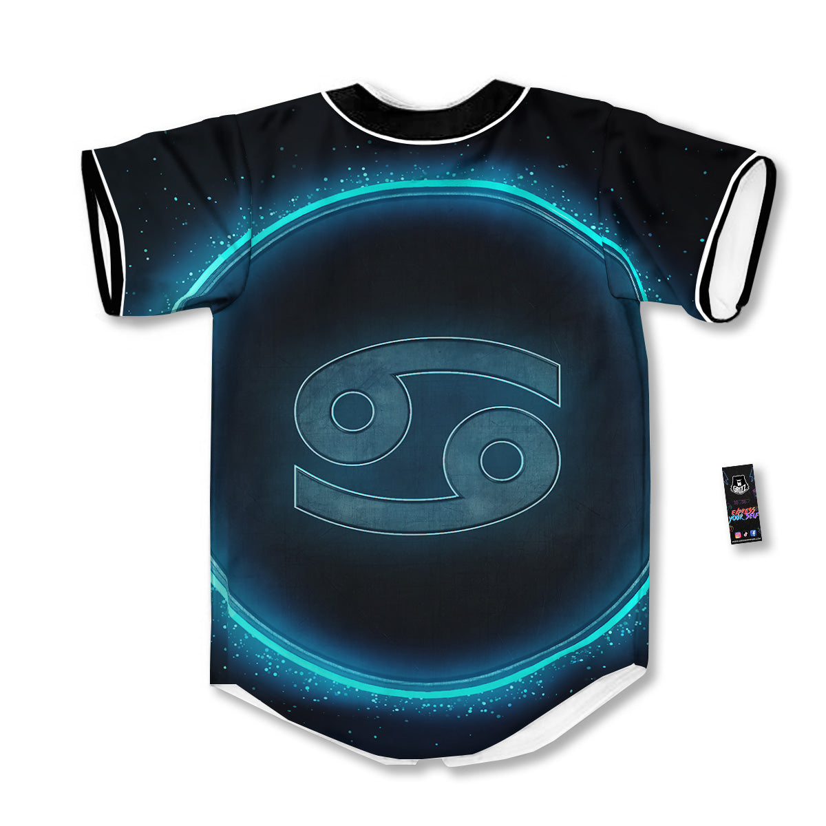 Zodiac Sign Blue Cancer Print Baseball Jersey-grizzshop