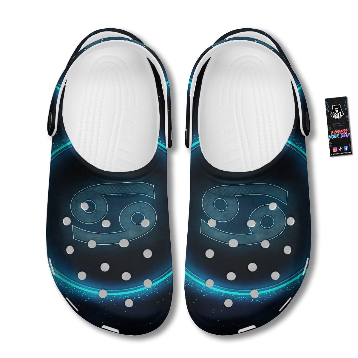 Zodiac Sign Blue Cancer Print Clog-grizzshop